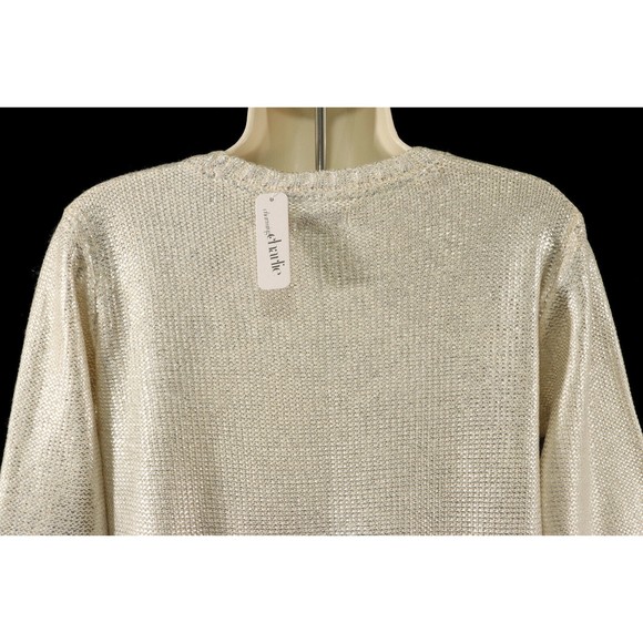 Charming Charlie Womens Rock Chic Sweater M Medium Metallic Silver Pullover NEW - Picture 6 of 9